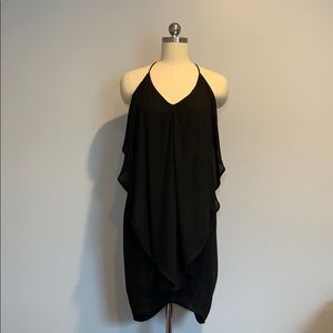 Black halter trapeze style dress